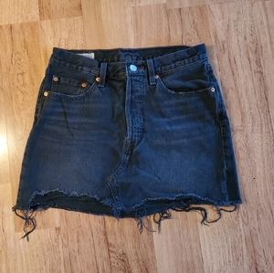 Levi Black Jean Distressed Skirt